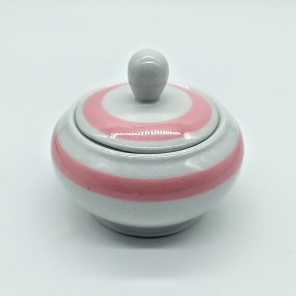 Arabia Finland Ribbons Pink Mini Covered Sugar Bowl & Creamer Pitcher Set - Picture 5 of 8